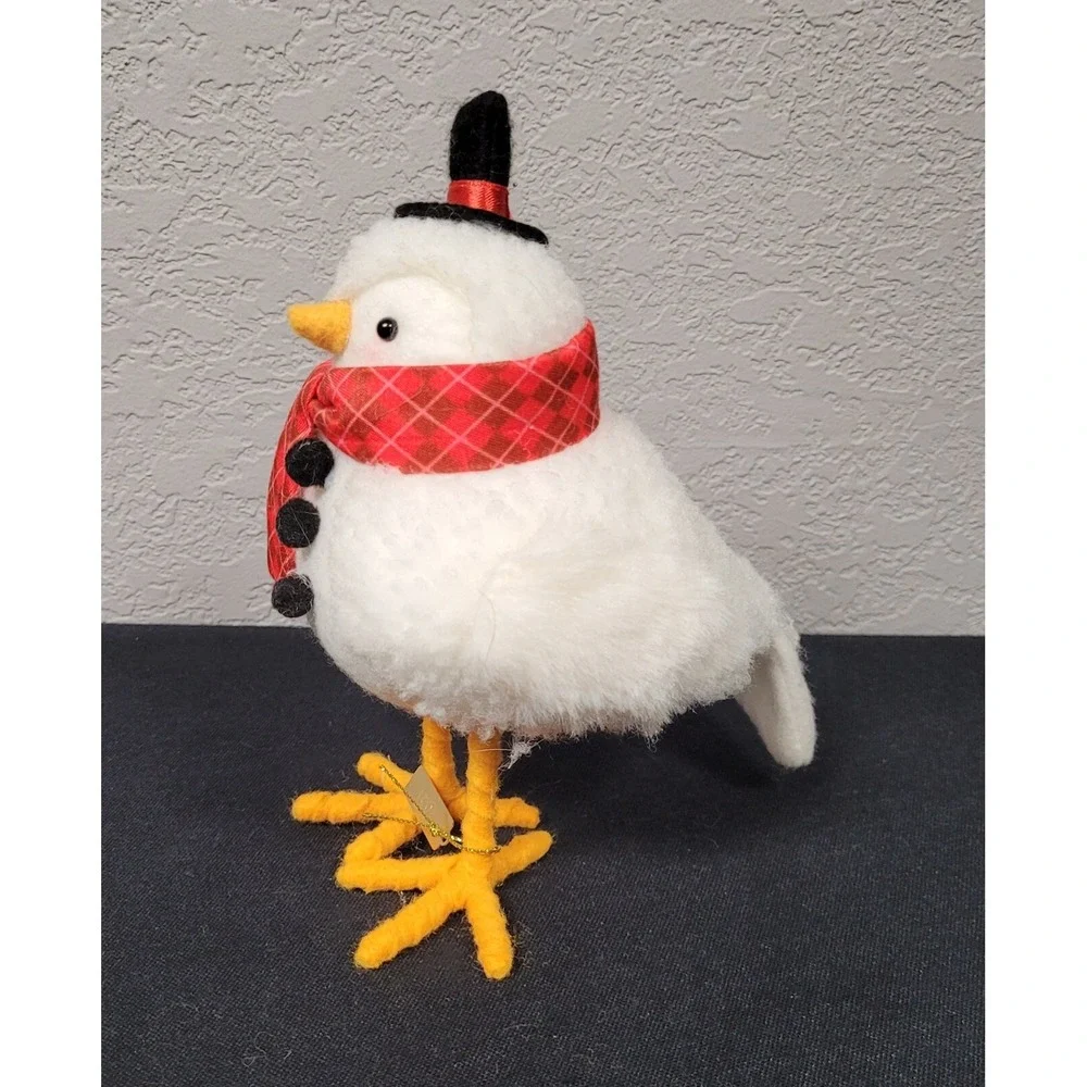 Featherly Friends Bird 2021 Tundra Fabric Bird Dressed As Snowman